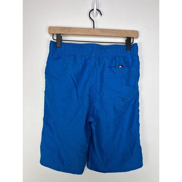 Tommy Hilfiger Boys Blue Swim Trunks Size L 16-18 With Logo Stripe & Mesh Lining - Picture 2 of 4